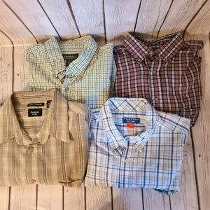 Mens Lot of 4 Short Sleeve Button Down Shirts Haggar Eddie Bauer Sz XL Extra LG